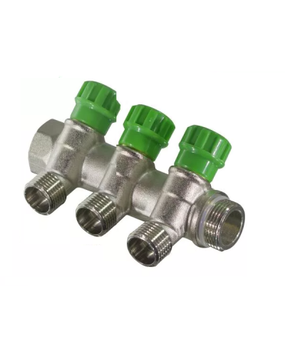 Коллектор, регулирующий отводы под 135°, 3/4"х3/4" - 3 выхода под евроконус или адаптер