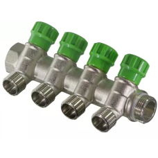 Коллектор, регулирующий отводы под 135°, 3/4"х3/4" - 4 выхода под евроконус или адаптер