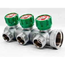 Коллектор, регулирующий отводы под 90°, 1"х3/4" - 3 выхода под евроконус или адаптер