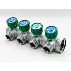 Коллектор, регулирующий отводы под 90°, 1"х3/4" - 4 выхода под евроконус или адаптер