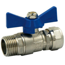 Кран шаровый (бабочка) для МП труб ,3/4 нр *20 цанга(18/72)