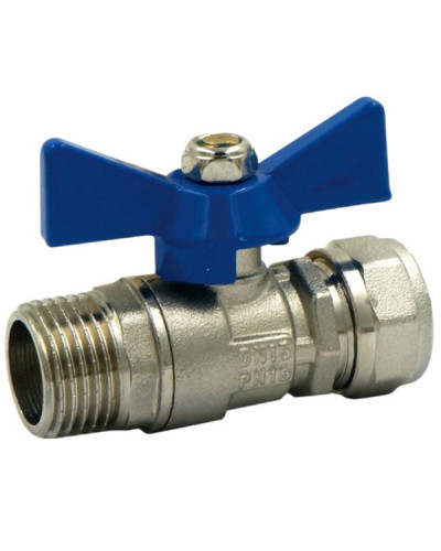 Кран шаровый (бабочка) для МП труб ,3/4 нр *20 цанга(18/72), TIM