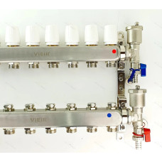 Группа коллекторов без расход. 6 -вых. НЕРЖ .БЕЗ КРАНОВ 1"x3/4" "ViEiR" (5/1шт)