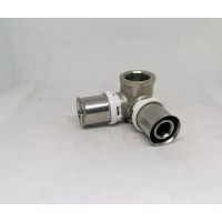 Пресс-фитинг. Водорозетка проходная с креплением дубль  никелированный 16 *1/2" г(12/96)