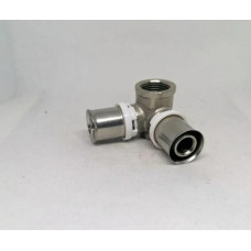 Пресс-фитинг. Водорозетка проходная с креплением дубль  никелированный 16 *1/2" г(12/96)