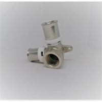 Пресс-фитинг. Водорозетка проходная с креплением дубль  никелированный 16 *1/2" г(12/96)