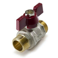 Кран шаровой «STANDARD» (бабочка красная) НИКЕЛЬ 1" г/ш