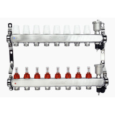 Коллекторная группа НЕРЖ со встр. расх. в сборе, 1"х 8 вых. Евроконус 3/4" VALFEX  (2) К