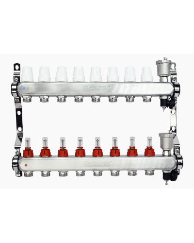 Коллекторная группа НЕРЖ со встр. расх. в сборе, 1х 8 вых. Евроконус 3/4 VALFEX  (2) К, Valfex