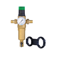Фильтр с регулятором давления и манометром 1/2" для горя. воды НИКЕЛЬ "ViEiR" (10/1шт)