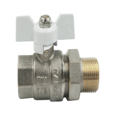 Кран шаровой усил.прям.с америк.(бабочкой бел.)НИКЕЛЬ 1"