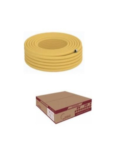 Труба гофрированная из нерж. стали SS304.отожженная в оболочке желтая 15A (50м)(50/50), TIM