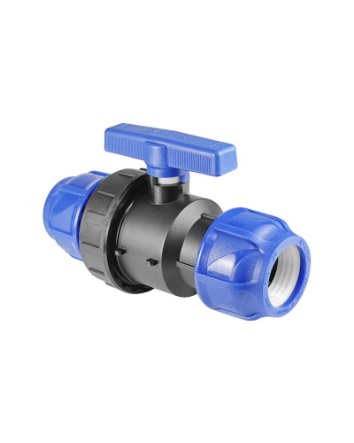 Кран шаровой ПНД компрессионный цанга — цанга разборный 25х25 (25/5) VALFEX, Valfex