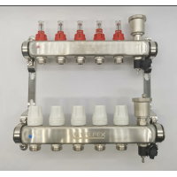 Коллекторная группа НЕРЖ со встр. расх. в сборе, 1"х 5 вых. Евроконус 3/4" VALFEX (2) К