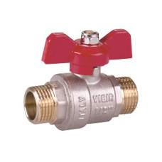Кран шаровой 1/2" М/М (бабочка) -усилен. НИКЕЛЬ "ViEiR"(112/14шт)