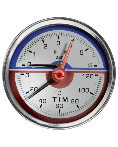 Термо-манометр аксиального подключения 1/2 - 6 бар(1/60), TIM