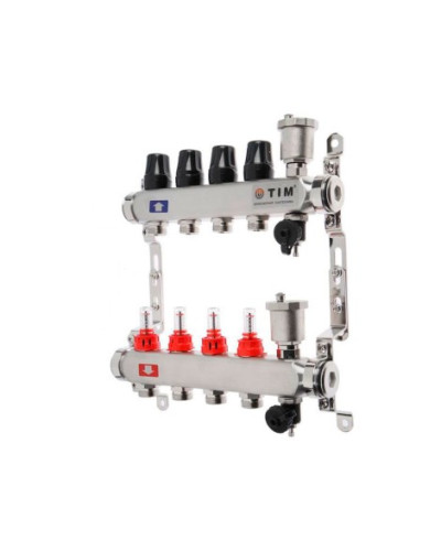 Коллекторная группа  с расходомерами  1, 5 хода, нерж,  без кранов (КВАДРАТ)(1/2), TIM