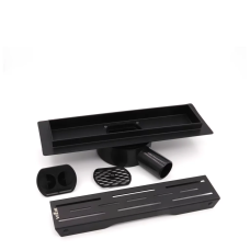 Поворотный душевой трап с сухим затвором, черный - 400 мм (4шт)