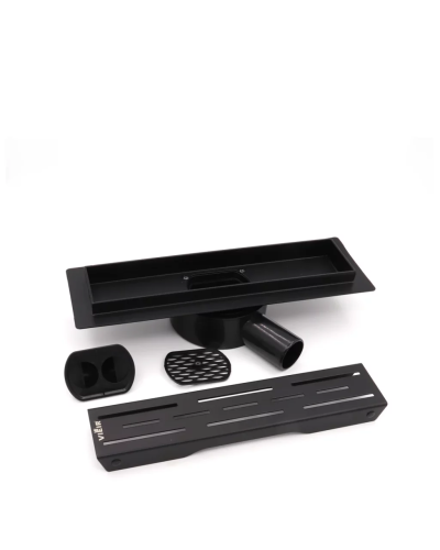 Поворотный душевой трап с сухим затвором, черный - 400 мм (4шт), VIEIR