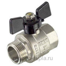 Кран шаровой усиленный (бабочка) никелированная 1/2"г/ш(25/100)