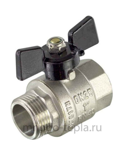 Кран шаровой усиленный (бабочка) никелированная 1/2г/ш(25/100), TIM