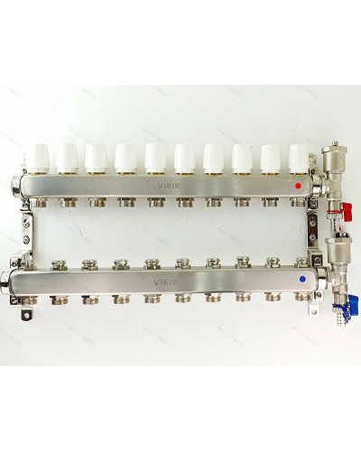 Группа коллекторов без расход. 11 -вых. НЕРЖ. БЕЗ КРАНОВ 1x3/4 ViEiR (2/1шт), VIEIR
