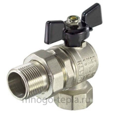 Кран шаровой усиленный угловой с "американкой" (бабочка) никелированная 1/2"(18/72)