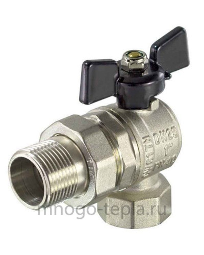 Кран шаровой усиленный угловой с американкой (бабочка) никелированная 1/2(18/72), TIM