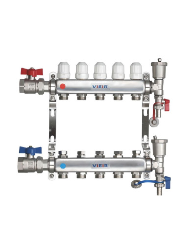 Группа коллекторов без расход. 12 -вых. НЕРЖ.С КРАНАМИ 1x3/4 ViEiR (2/1шт), VIEIR
