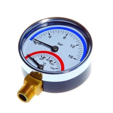 Термо-манометр радиального подключения 1/2" - 16 бар(1/60)