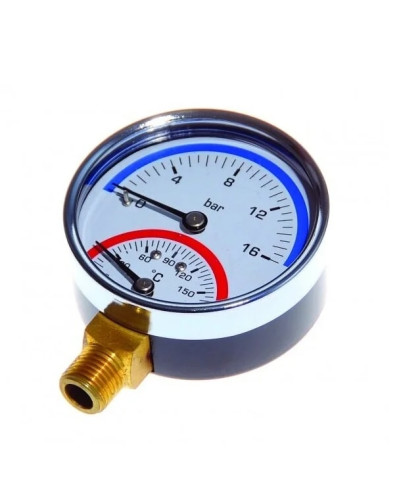 Термо-манометр радиального подключения 1/2 - 16 бар(1/60), TIM