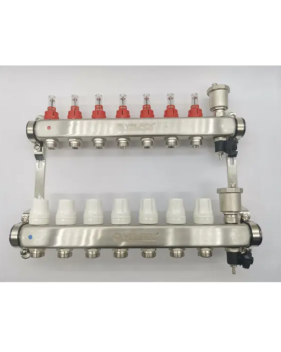Коллекторная группа НЕРЖ со встр. расх. в сборе, 1х 7 вых. Евроконус 3/4 VALFEX (2) К, Valfex