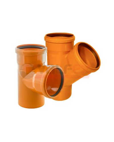 Тройник 87,5° 110-110 РЫЖИЙ нар.канализ.(24) VALFEX, Valfex