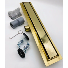 Душевой лоток с решеткой  защита от запаха:(сухой +гидрозатвор), глянцевое золото  (70*800мм)(1/4)