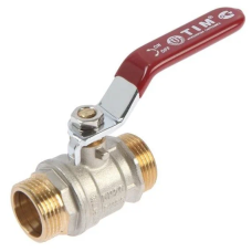 Кран шаровой «STANDARD» (длиный рычаг красный) НИКЕЛЬ 1" ш/ш