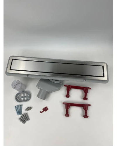 Водоотводящий желоб с двухсторонней решеткой горизонтальный сток Evolux Glass  (черное глянцевое стекло)  800*70(1/4), TIM