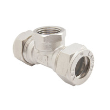 Тройник труба - вн. резьба - труба (никелированный) 20*3/4(5/30)