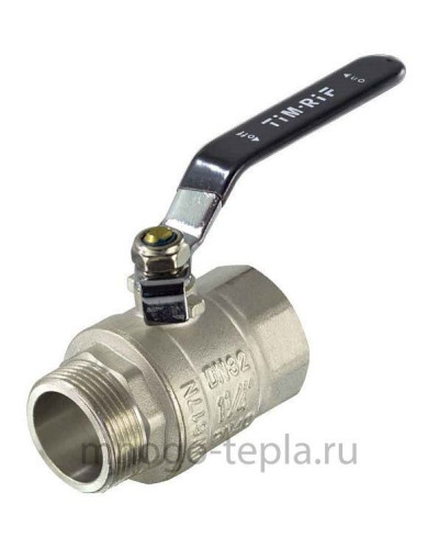 Кран шаровой усиленный (длиный рычаг) никелированная 11/2г/ш(2/8), TIM