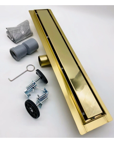 Душевой лоток с решеткой  защита от запаха:(сухой +гидрозатвор), глянцевое золото  (70*500мм)(1/4), TIM