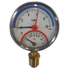 Термо-манометр радиального подключения 1/2" - 10 бар(1/60)