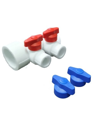 Коллектор универсальный с отсечными кранами 40х20 на 2 выхода (10/1) (Valfex) БЕЛЫЙ ВАЛФ-РУС, Valfex