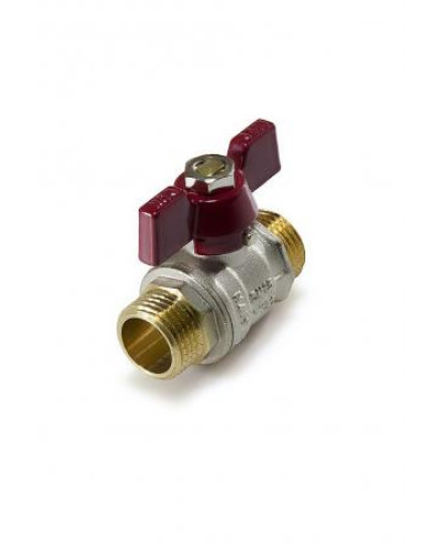 Кран шаровой «STANDARD» (бабочка красная) НИКЕЛЬ 1/2 ш/ш, TIM