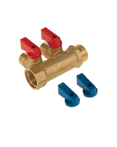 Коллектор с шар. краном 3/4х1/2м - 2 вых. без цанг ViEiR(50/1шт), VIEIR