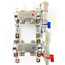 Группа коллекторов без расход. 2 -вых. НЕРЖ .БЕЗ КРАНОВ 1"x3/4" "ViEiR" (5/1шт)