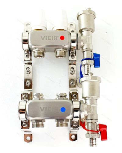 Группа коллекторов без расход. 2 -вых. НЕРЖ .БЕЗ КРАНОВ 1x3/4 ViEiR (5/1шт), VIEIR