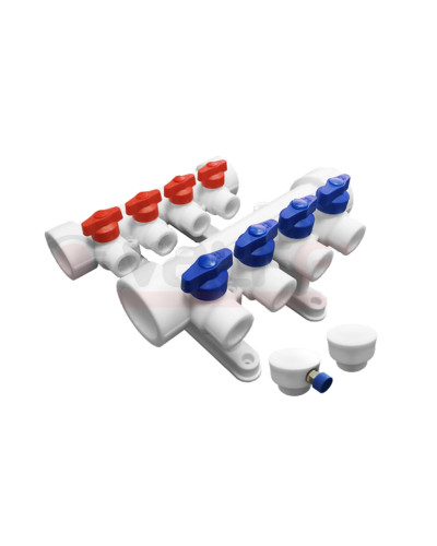 Коллекторная группа 40х20 на 5 выходов (2/1) (Valfex) БЕЛАЯ ВАЛФ-РУС, Valfex