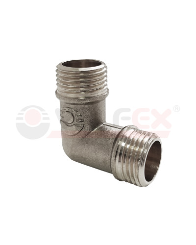 Угольник НИКЕЛИРОВАННЫЙ с наружной резьбой VALFEX НР-НР 1/2 (120/10), Valfex