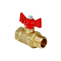 Кран шаровой латунный OPTIMA для ВОДЫ 1/2" ВР/НР бабочка, НИКЕЛИР-Й VALFEX 11Б27фт1М (128/32)