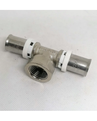 Пресс-фитинг. Тройник  никелированный 20 * 1/2 г * 20(13/104), TIM
