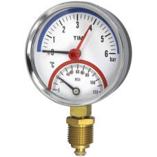 Термо-манометр радиального подключения 1/2" - 6 бар(1/60)
